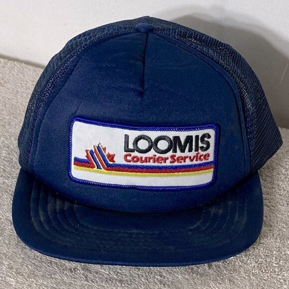 Vintage Navy Blue Loomis Snap Back Mesh Back Trucker Style Hat - Picture 13 of 13